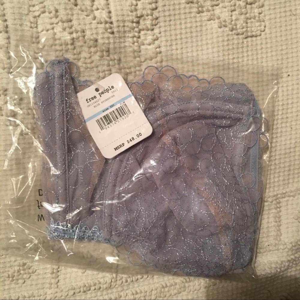 2 Piece Free People S Bralette Bundle Lot Blue Lace Longline Bra Lingerie NWT - Picture 11 of 12